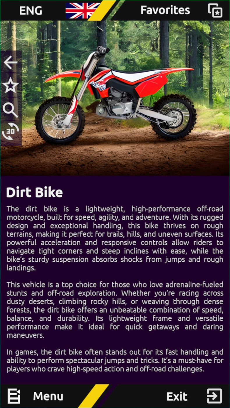 Vehicle Encyclopedia App-Detailed 3D Viewport Screen