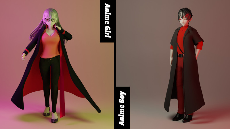 3D Character-Anime Boy and Girl