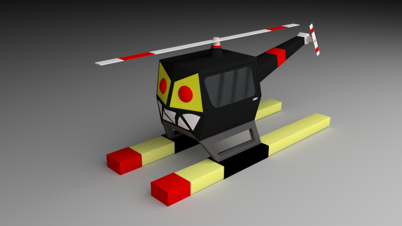 Lowpoly robot helicopter with full rigged body.