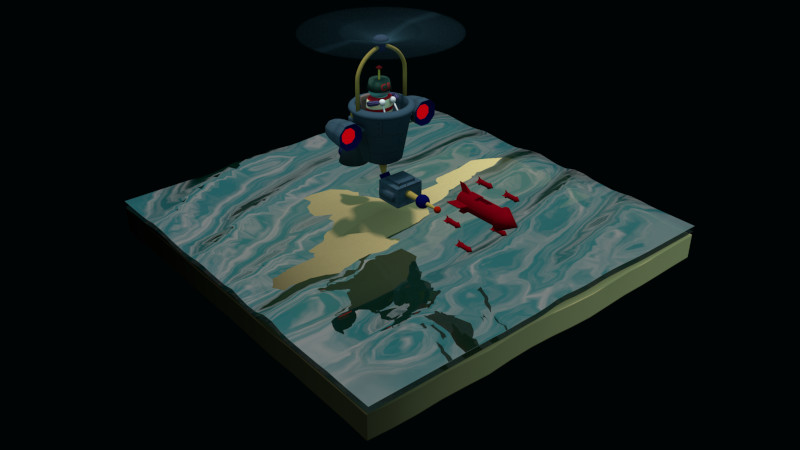 Lowpoly Merv set with water, sand, propeller, missile, controller, etc.