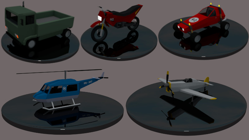 3D lowpoly vehicle models for animation, games, printing, and simulation.